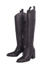 Canna Black Calf Leather Knee-High Riding Boots – 6.5cm Block Heel
