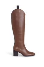 Canna Brown Calf Leather Knee-High Riding Boots – 6.5cm Block Heel