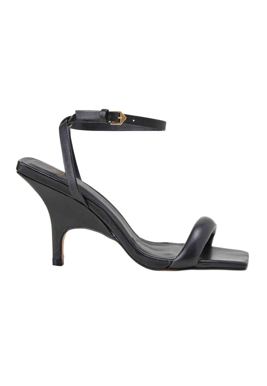Cortiça Calf Black Leather Sandals – 9cm Ankle Strap Stiletto