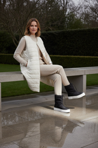 Andira Black Quilted Nylon Waterproof Winter Boots – White Platform Sole