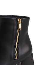 Mabea Black Leather Ankle Boots – Pointed Toe, 6.4cm Flared Heel
