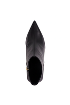 Mabea Black Leather Ankle Boots – Pointed Toe, 6.4cm Flared Heel
