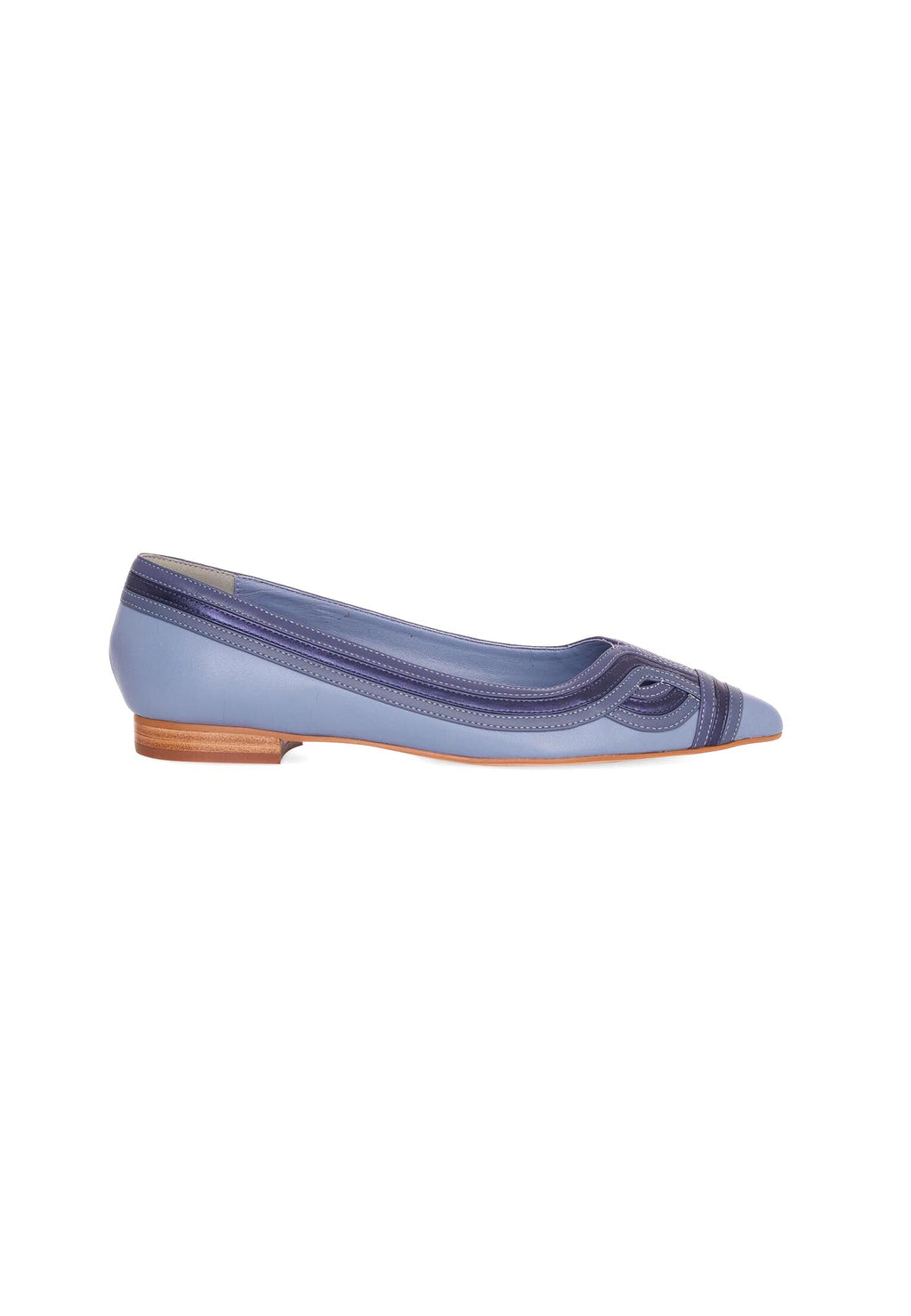 Begonia Blue Leather Ballerinas – Pointed Toe Flats