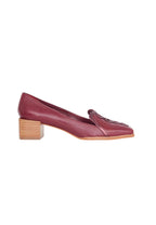 Cordía Burgundy Leather Loafers – Square Toe, 4cm Wooden Block Heel