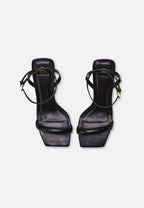 Cortiça Calf Black Leather Sandals – 9cm Ankle Strap Stiletto