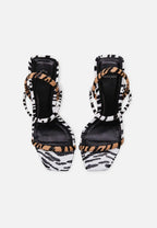 Palmito Animal Print Calf Leather Sandals – 6.5cm Block Heel